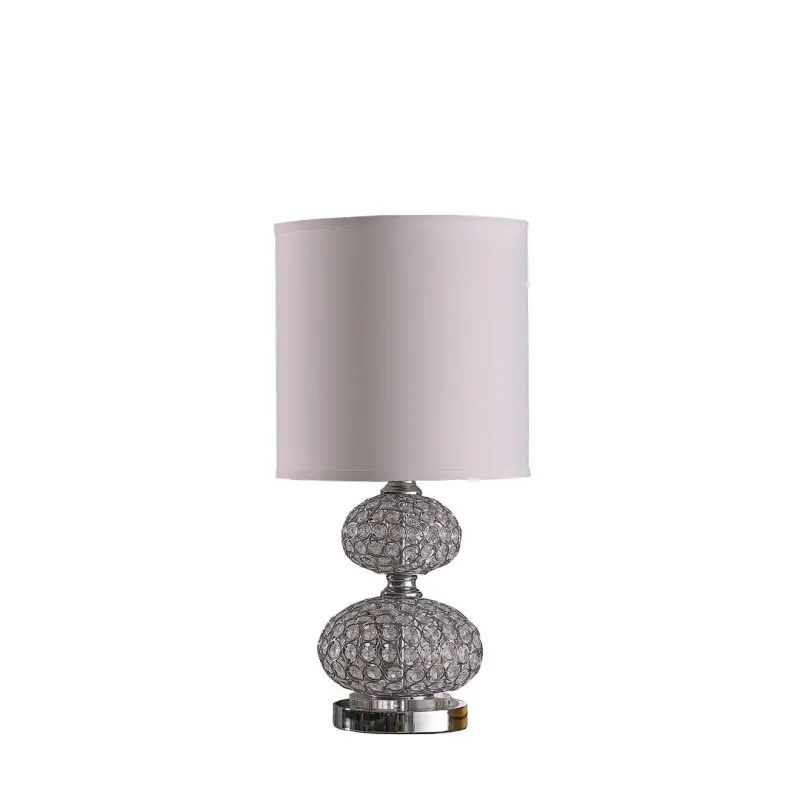 Podstawa chromowana, chromowany metal, miary kablowe, metalowy okrągły srebrny chrom, srebrny chrom, srebrny kabel, 24 Mod, lampa stołowa w stylu retro inspirowana kryształami.