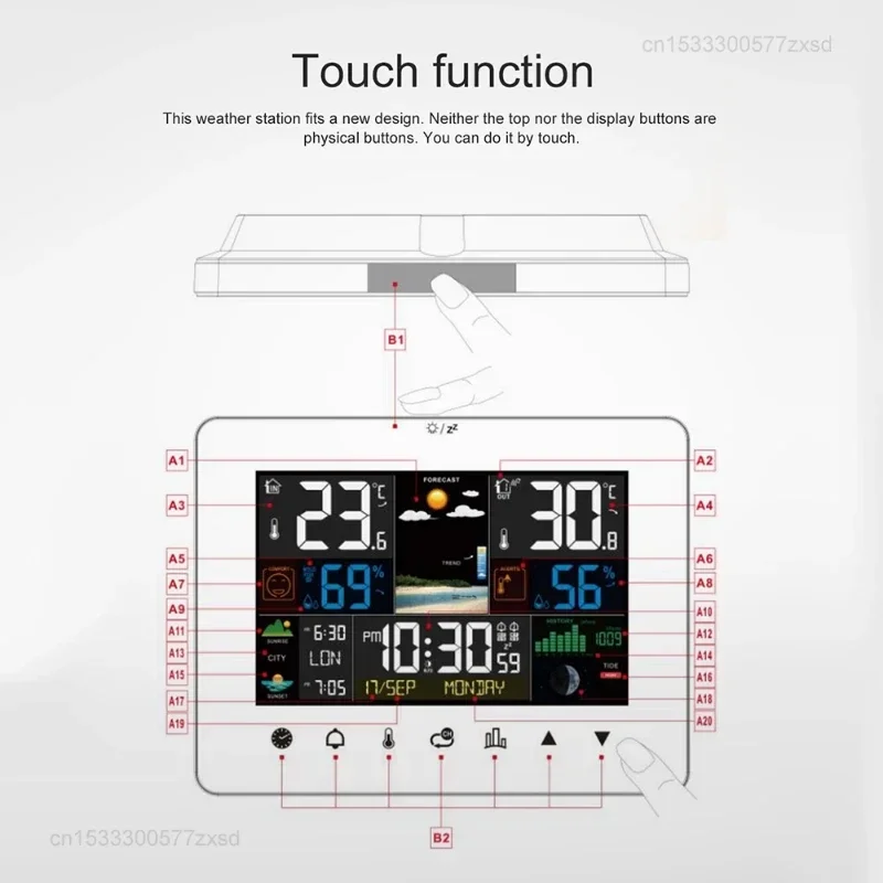 Xiaomi Multi-function Weather Station Alarm Clock Thermometer Hygrometer Touch Screen Wireless Outdoor Indoor Sensor Desk Clock