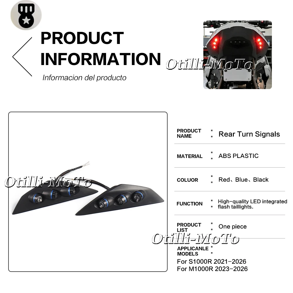 For BMW S1000R 2021-2026 M1000r 2023-2026 Motorcycle Accessorie LED Rear Flasher Indicator Blinker Lamp Turn Signal Light