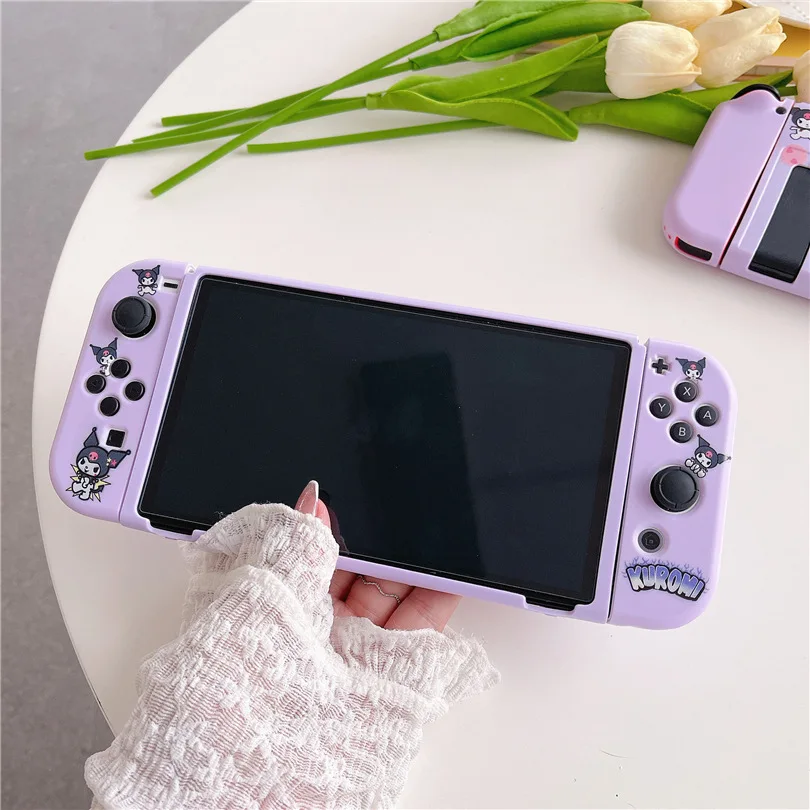 MINISO Sanrio Kuromi Charging Dock Station Cover Protective Shell for Nintendo Switch Oled NS Console Crystal Protector Skin