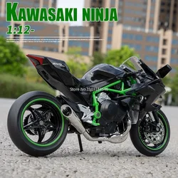 KAWASAKI H2R Diecast Motorcycle Model Toy para Crianças, 1:12, Simulação de Metal, Pesado, Som e Leve, Coleção, Presente