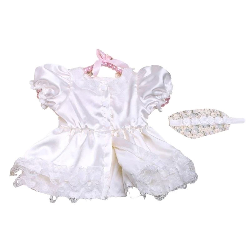 

J15U Elegant Baby Girl Princess Dress & Matching Hariband Newborn Romper Dresses