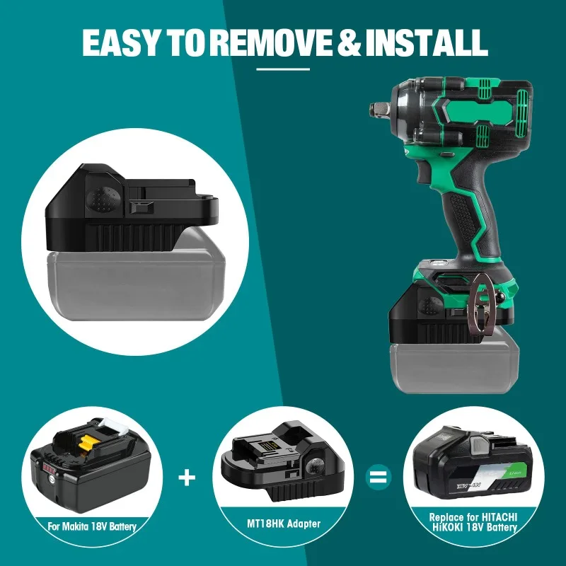 ALASICKA Battery Adapter Converter MT18HK for Makita 18V Li-ion Battery Convert To Work for Hitachi/Hikoki 18V Li-ion Power Tool