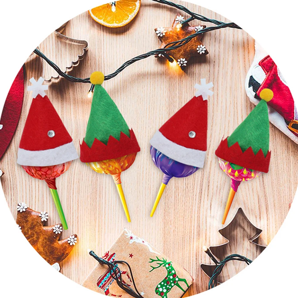 

24 Pcs Santa Hat Mini Cylinder Hats Kids Christmas Decorations LED Colorful Candy Packing Miniature Child Baby
