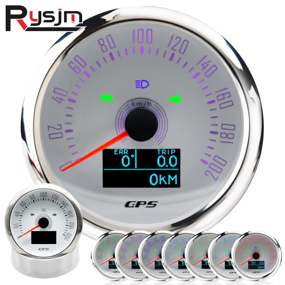 

Custom Waterproof 85mm GPS Speedometer 160MPH 200km/h With Antenna Boat Speed Meter With 7 Colors Backlight Trip ODO COG 9-32V