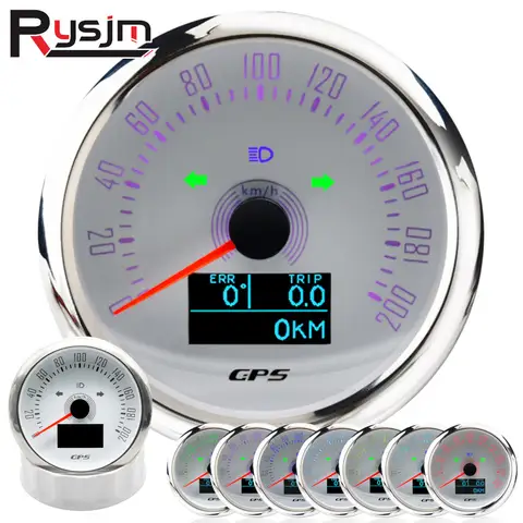 Custom Waterproof 85mm GPS Speedometer 160MPH 200km/h With Antenna Boat Speed Meter With 7 Colors Backlight Trip ODO COG 9-32V