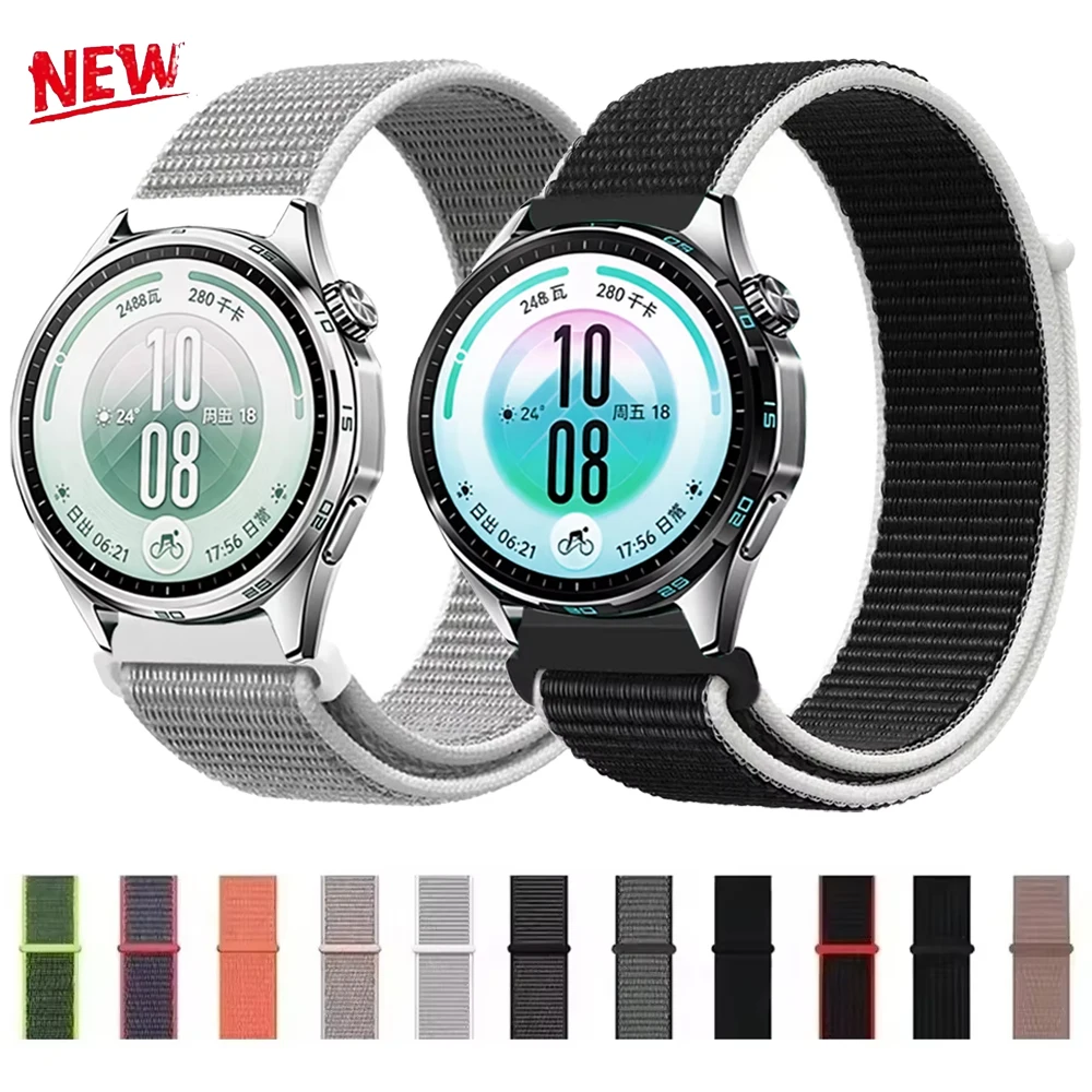 20mm 22mm Nylon Watchband for Huawei Watch 5 GT7-6-5 Pro 46mm Comfortable Breathable Strap for Amazfit Active Max/Bip 6-Max Belt