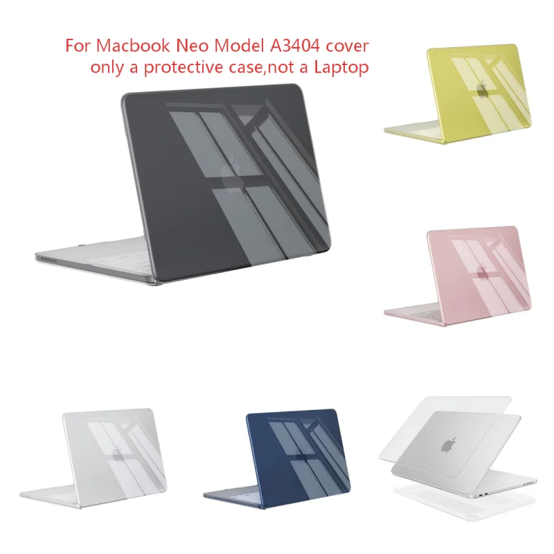 Laptop Case for MacBook Neo Case 13 Inch 2026 Plastic Matte and Crystal Materials Hard Shell Cover Case for A3404 Black Color