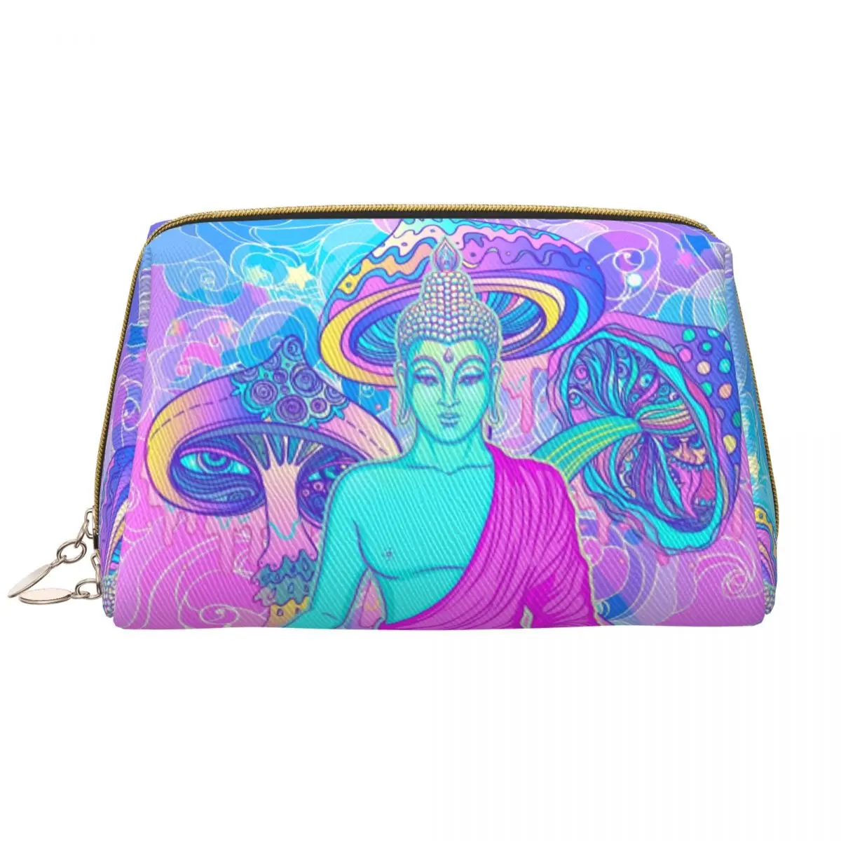 Travel Psychedelic Magic Mushroom Toiletry Bag Kawaii Trippy Buddha Makeup Cosmetic Organizer Women Beauty Storage Dopp Kit Box