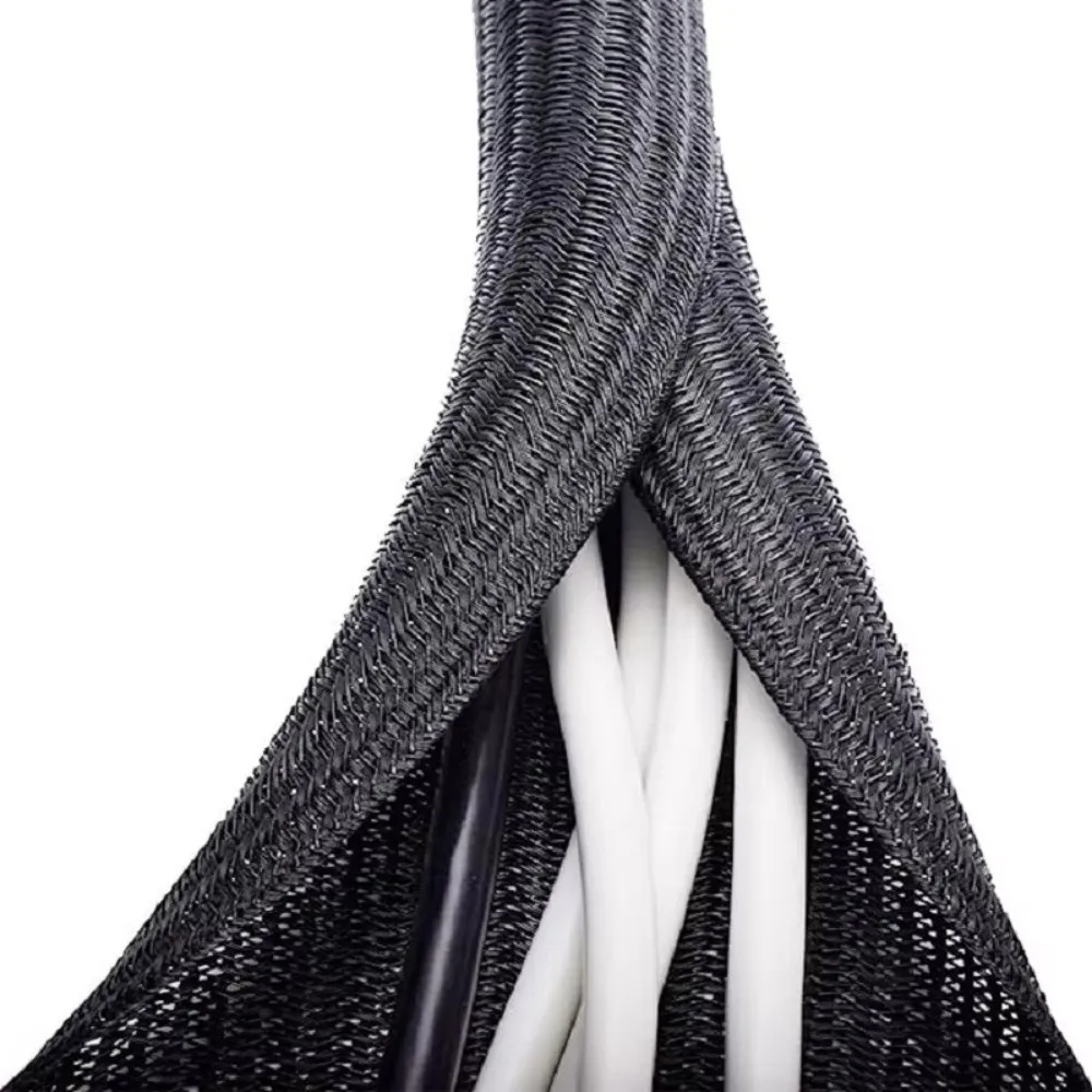 1M 3 Meters 5M Braided Cable Sleeve PET Nylon Self Closing Cable Wrap Cover Cable Casing for Automotive Engine Motorcycle