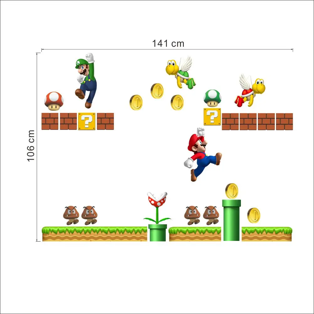 Large Size Cartoon Anime Games Wall Stickers For Kids Room Living Room Bedroom Kindergarten Wall Decoration Games Room Stickers