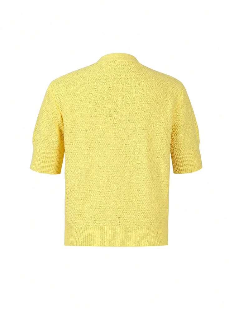 2025 خريف جديد مزاجه قصيرة الأكمام تصميم متماسكة قمة الموضة نجم البحر زر مائة ضرب التخسيس سترة المرأة