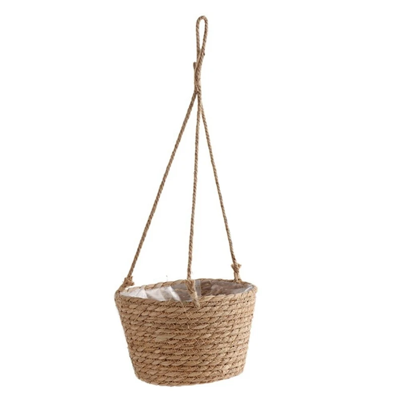 Garden Hanging Planter Macrame Plant Storage Basket Jute Rope Woven Indoor Outdoor Flower Pot Holder