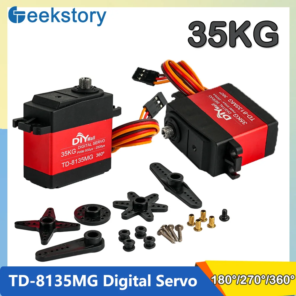 35KG Digital Servo TD-8135MG 360/270/180 Degree Large Torque Carbon Brush Motor Power Functions Servo For RC Car Aircraft Robot