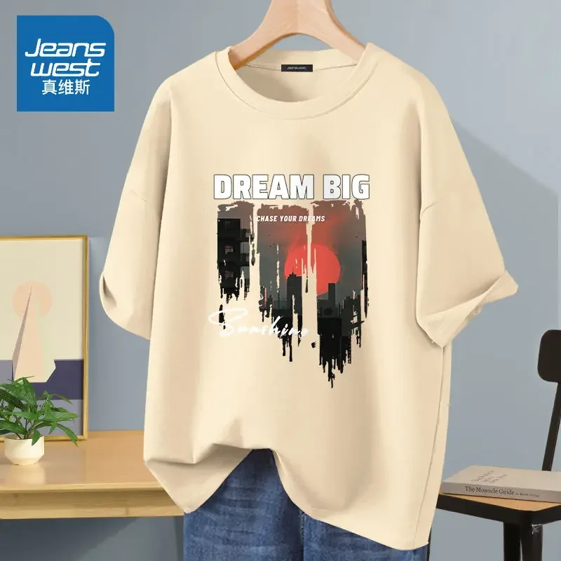 

Summer Streetwear Basic Pullovers Letter Printed Cotton Short Sleeve Tops Women Clothing Vintage Loose Casual T-shirt