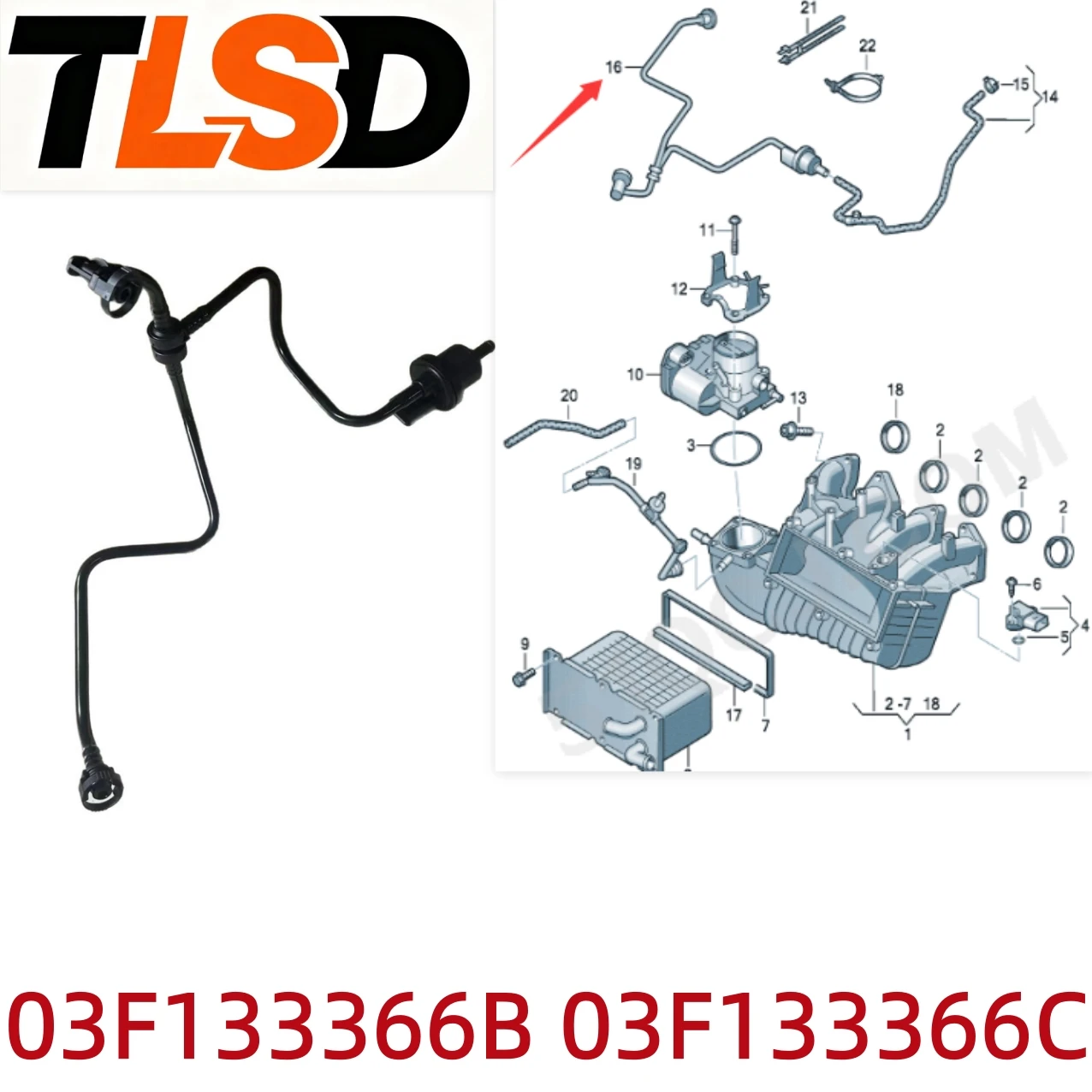 Carbon Fiber Canister Solenoid Valve Assembly 03F133366B 03F133366C Suitable for Volkswagen Golf, Touran, Jetta, Seat, Caddy, Skoda Fabia, Octavia, Yeti, Audi A1, A3/S3