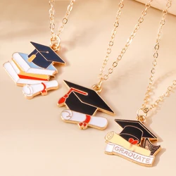 Aihua Cute Student Mortarboard Graduation Ceremony Necklace for Woman Men Bachelor Cap Necklace Back To School Jewelry Gifts