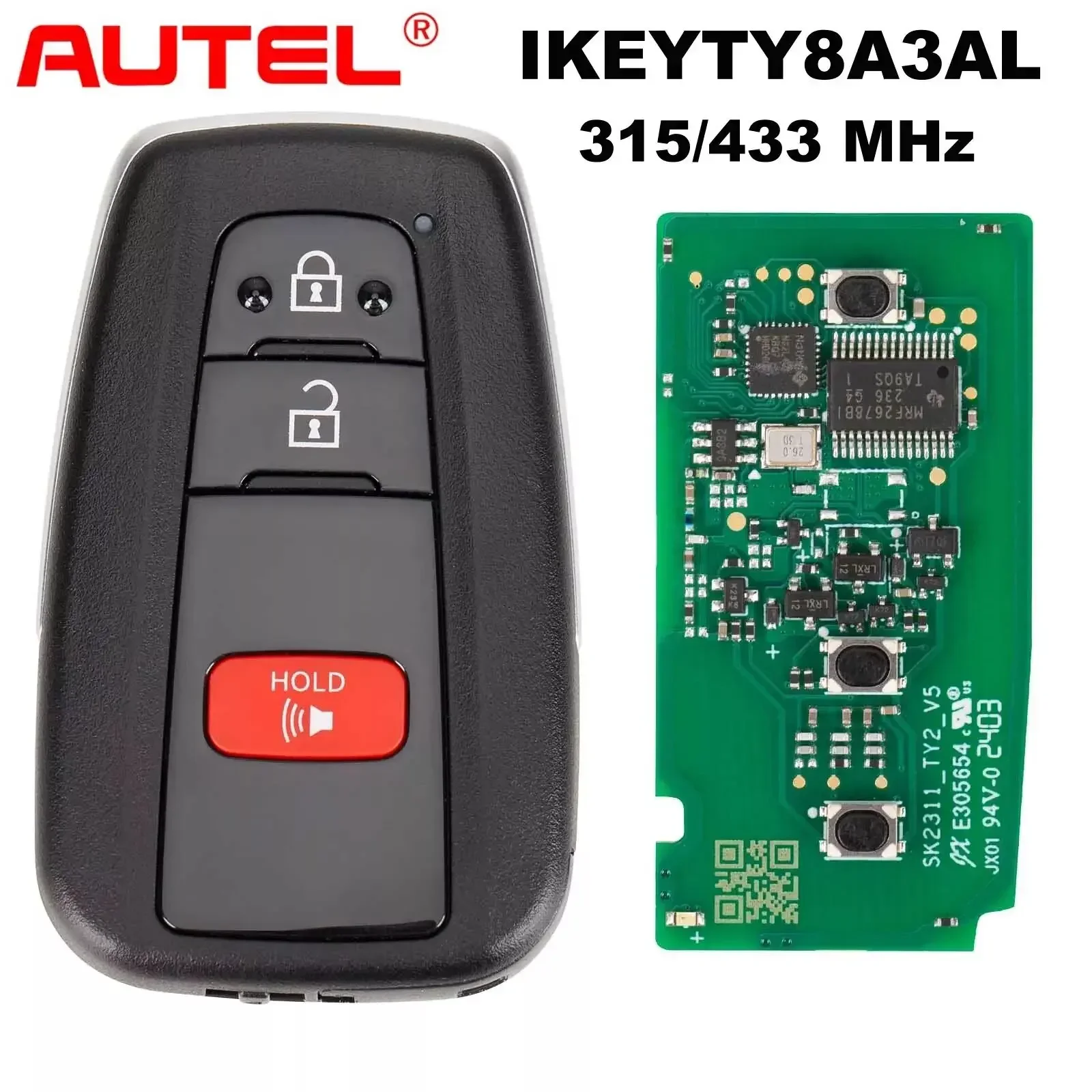 1PCS 2024 Autel Smart Key IKEYTY8A3AL 3 Buttons 315/433 MHz for MaxiIM KM100 KM100E