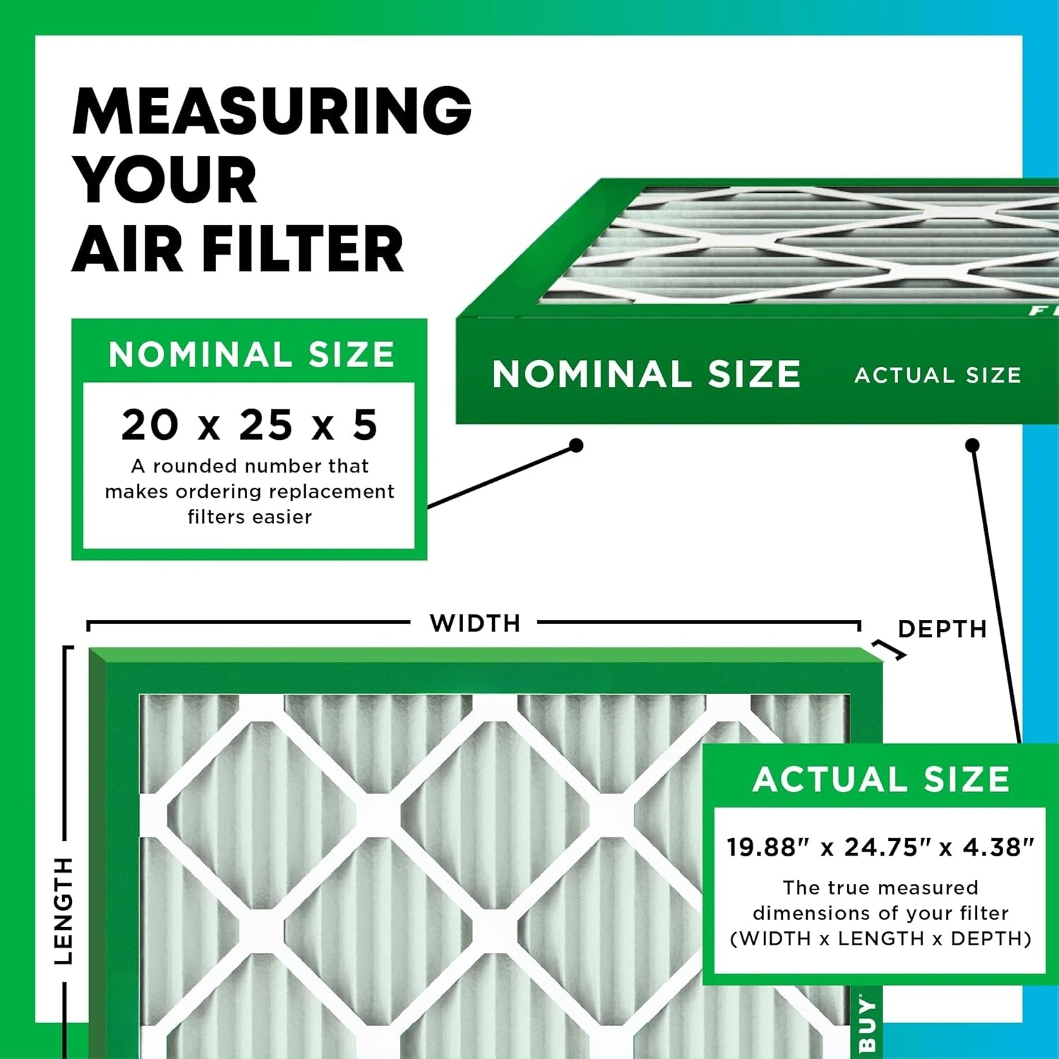 

20x25x5 Air Filter MERV 11 Allergen Defense (4-Pack), Pleated HVAC AC Furnace Air Filters for Honeywell FC100A1037