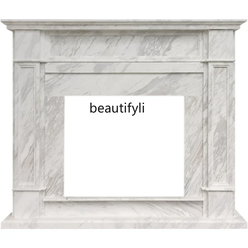 new styleMarble Stone Carving Fireplace Light Luxury and Simplicity Curio Cabinet Jazz White Fireplace Mantel ss 7304