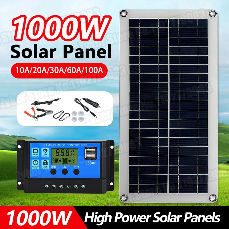 Solar Panel 12V Solar Cell 10A 20A 30A 60A 100A Controller Solar Plate Kit For Phone RV Car Caravan Home Camping Outdoor Battery