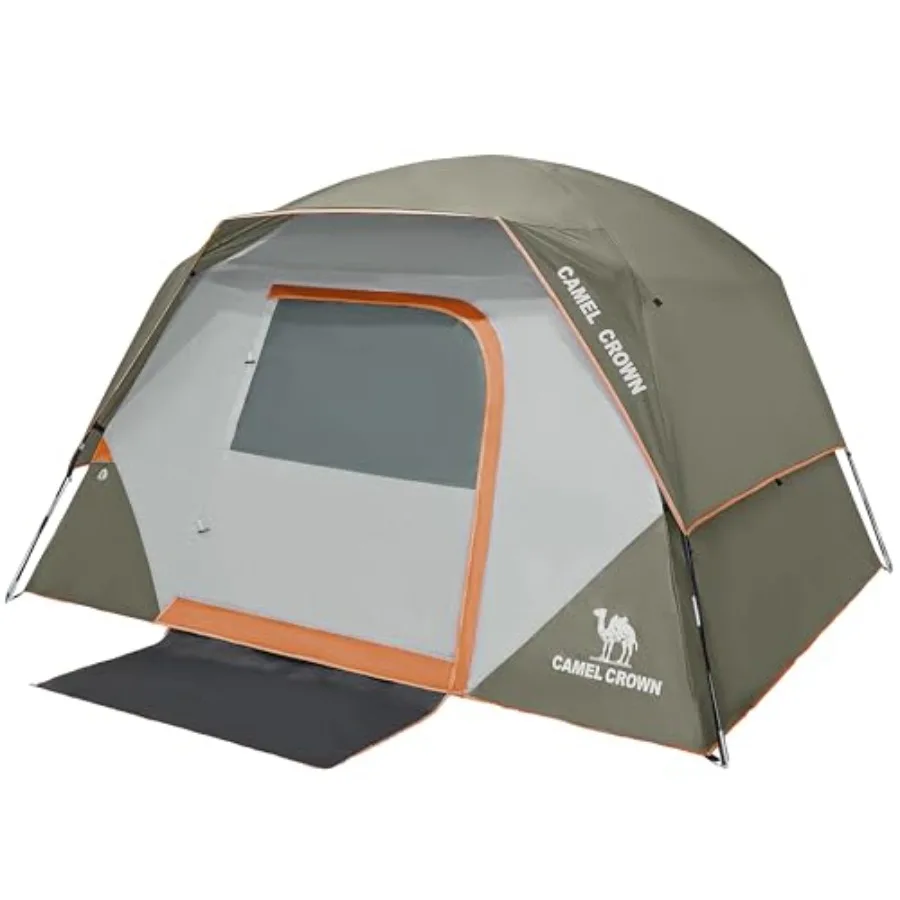 

Camping tents for 4/8 persons, waterproof polyester fabric, gray-green color, quick-setup folding design for family hiking and