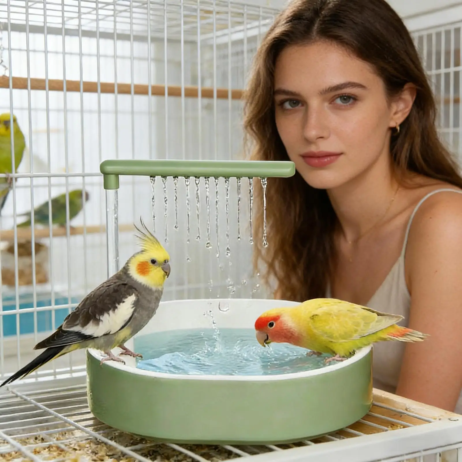 Parrot Bath Bird Cage Fountain Basin Parrotlet Shower Fountain For Home Apartment Balcony Parrot Parakeet Cockatiel Conure
