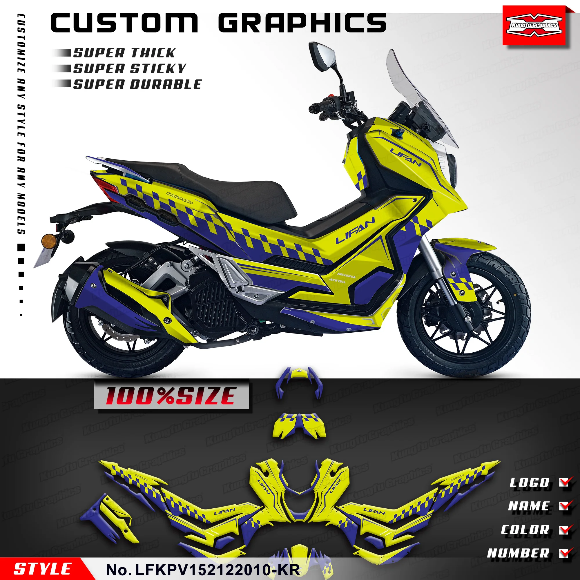 

KUNGFU GRAPHICS Decal Kit Motorcycle Stickers for LIFAN KPV 150 2021 2022 Scooter, Restyled, LFKPV152122010-KR