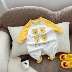 Cartoon Winnie The Pooh Spring Autumn Baby Girls Boy Bear Romper Long Sleeve Casual Bodysuit Infant Outing Jumpsuit K3126-4