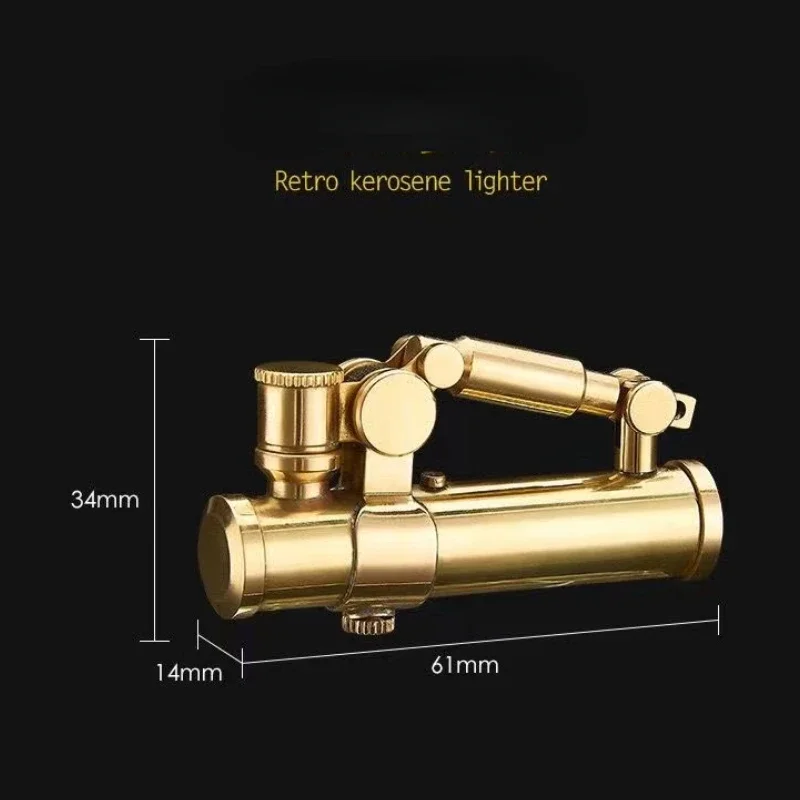 High Quality Vintage Automatic Machinery Creative Brass Trench Kerosene Gasoline Lighter Funny Unusual Gift