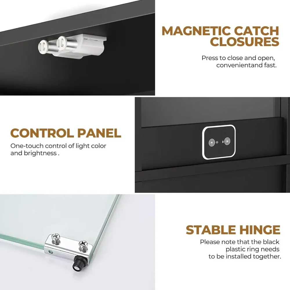 Display Cabinet with Glass Door, Four-layer Cabinet of Curiosities, Glass Display Cabinet with Human Body Sensor