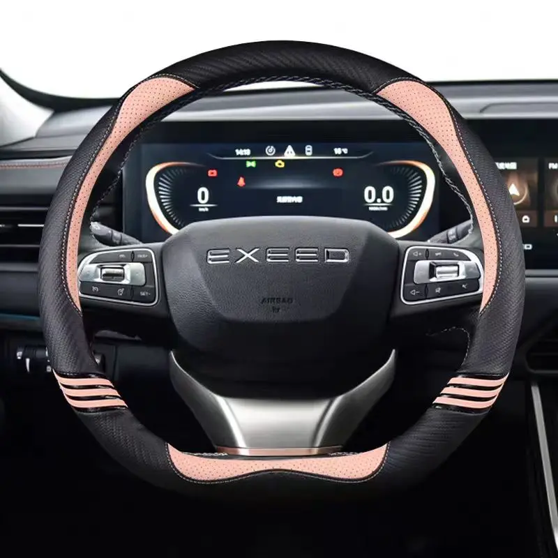 For Chery Exeed VX 2021 2022 LX 2019-2022 TXL 2019-2022 Carbon Fiber +Leather D Shape Car Steering Wheel Cover Auto Accessories 3