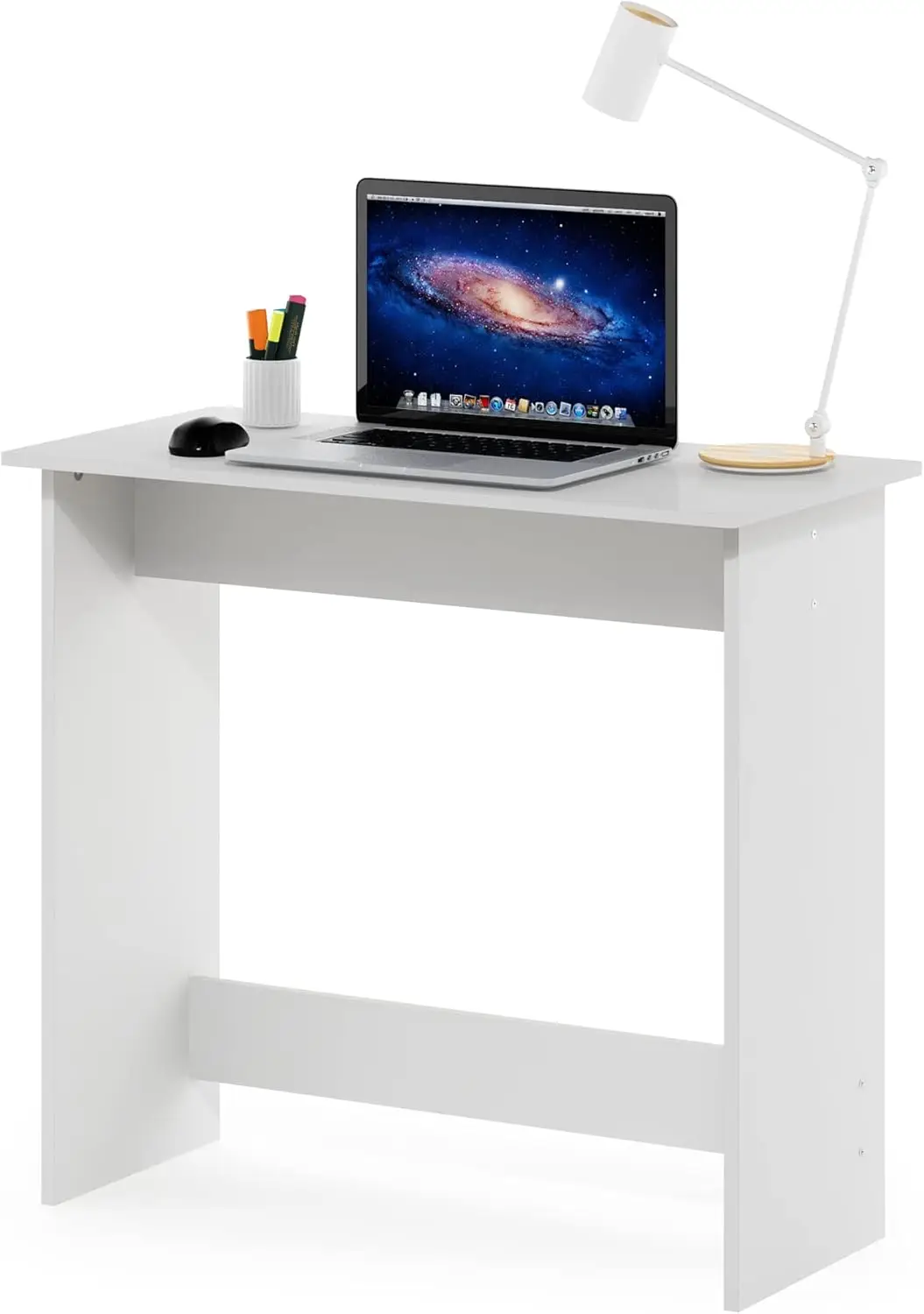 

Minimalist White Study Desk with Compact Design for Small Spaces, Modern Furniture for Home Office and Reading Nook