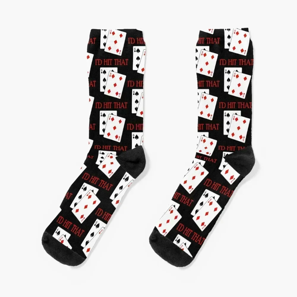 

Blackjack product - I'd Hit That - Gambling Themed Socks cute Lots Sports cycling Men's Socks Luxury Women's