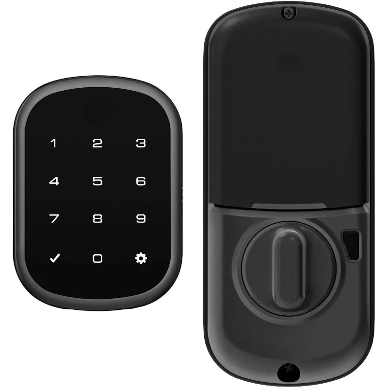 Assure SL Deadbolt Lock with Z-Wave, Black Suede Keyless Entry Door Lock with Electronic Touchscreen Keypad for Code