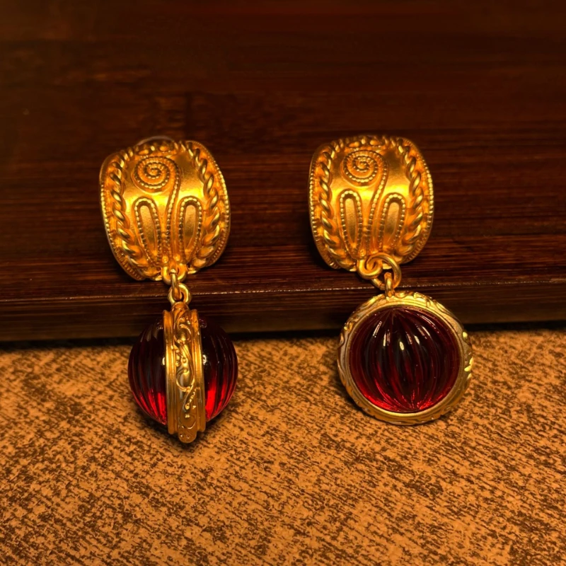 

Women Vintaage Nature Stone 18k Gold Plated Dangle Earrings Set , Woman French Style Ear Accessories Gift