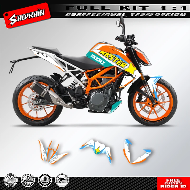Sawrain دراجة نارية الرسومات الخلفيات الشارات ملصقات عدة رقم اسم مخصص ل KTM DUKE 125 390 2017 2018 2019 2020 007