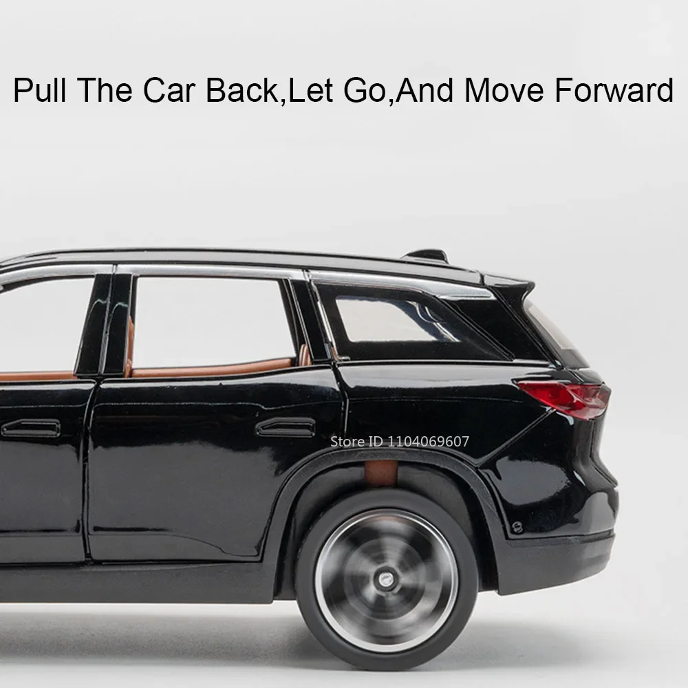 1:24 Legierung NIO ES8 Miniatur-Spielzeugautomodelle Metalldruckguss Zurückziehen Soundlicht 6 Türen geöffnet Fahrzeugspielzeug Kinder präsentiert