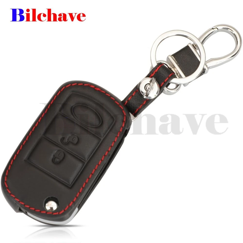 jingyuqin 10pcs 3 Buttons Remote Hand-stitched leather Case Cover Fob For LAND ROVER Range Rover Sport LR3 Keychain Holder