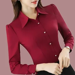 Plus Size Shirt Women Chiffon Dress Shirt Long Sleeve Blouses Slim Women Tops Korean Fashion Women Shirts Autumn Working Clothes