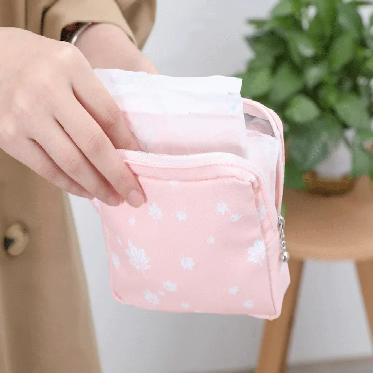 Borsa cosmetica piccola da donna Mini tovaglioli sanitari da viaggio trucco custodia per rossetto custodia per borse da trucco per ragazza in cotone