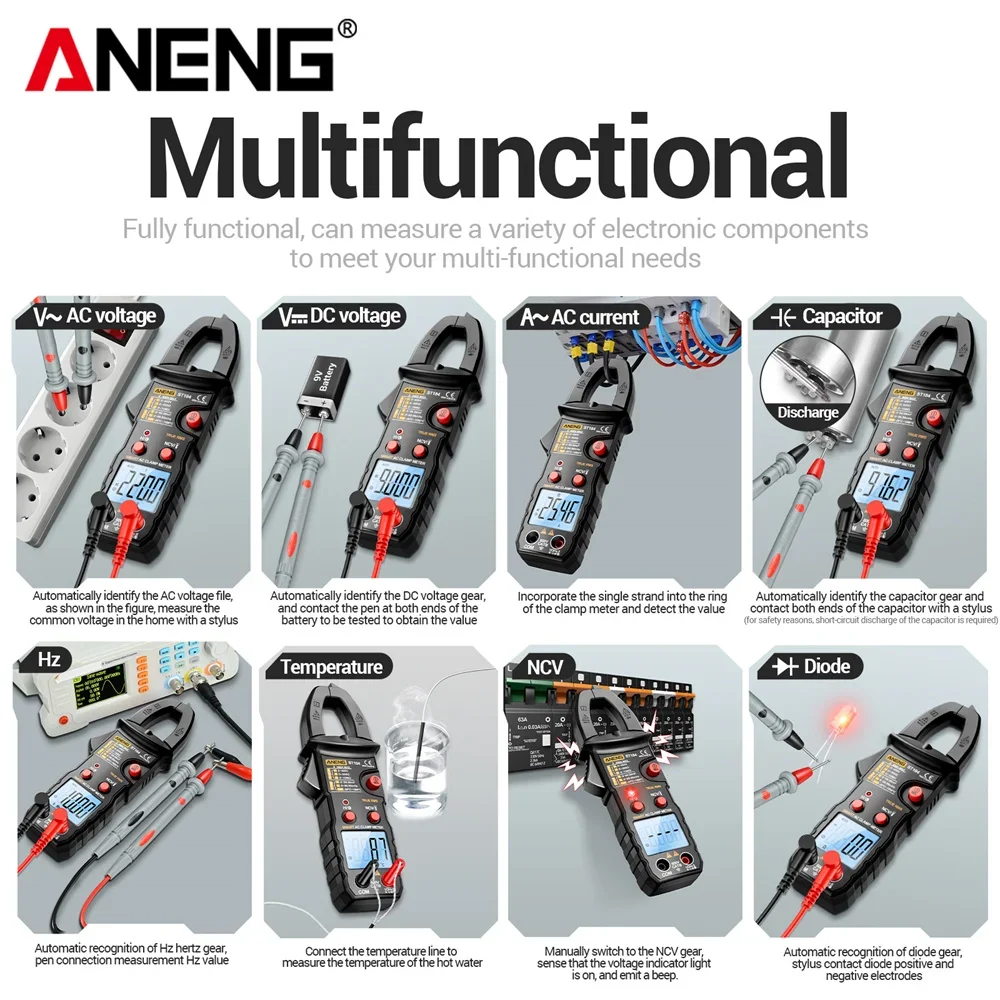 

ANENG ST184 Digital Multimeter 6000 Counts with B15 Voltage Tester Combo Set NCV Capacitance Resistance Measurement Tools