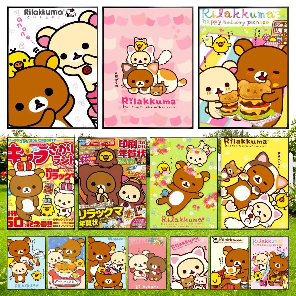 Rilakkuma Moisture-Resistant Wall Poster for Residential Interior Styling Trendy Removable Decor for Dormitory