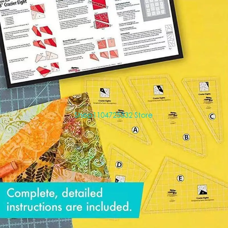 P5EA 5Pcs Tailor Quilting Template Ruler Acrylic Hand Patchwork Ruler DIY Sewing Tools Grids Scrap Templates Quilt Ruler