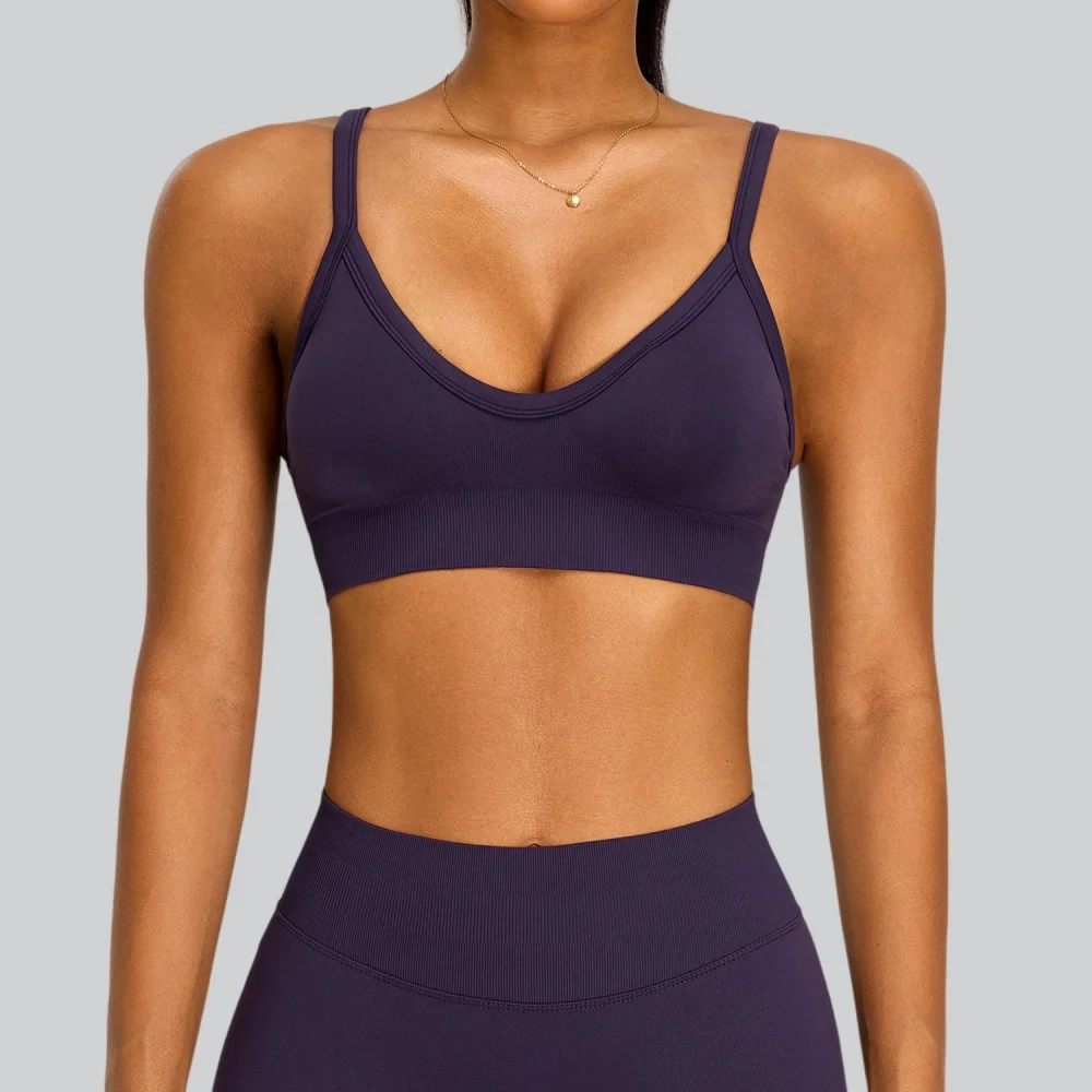 Women's Seamless Sport Bra Tights Yoga Bra Breathable Shockproof Gym Sports Top Push Up With Chest Pad Women's Fitness Underwear