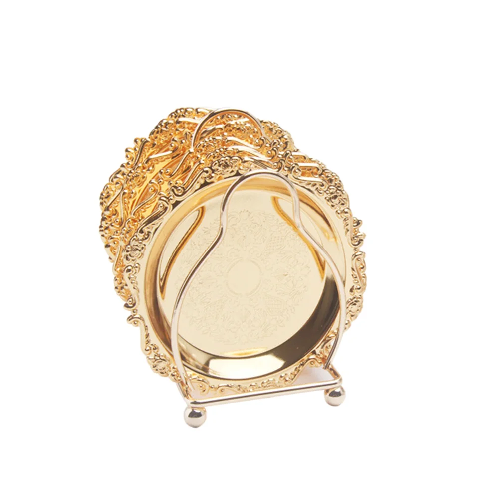 

6Pcs Cake Plates Set Gold Mini Dessert Plates for Wedding Party Fruit Snacks Display Elegant Food-Safe Tableware