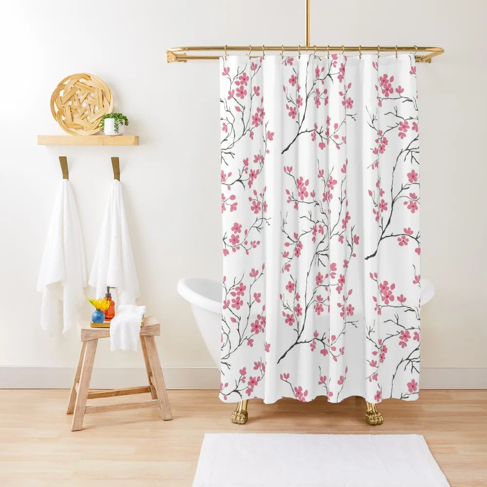 

Pink Cherry Blossom Shower Curtain Bathroom Fabric Set For Bathroom Shower For Bathrooms Curtain