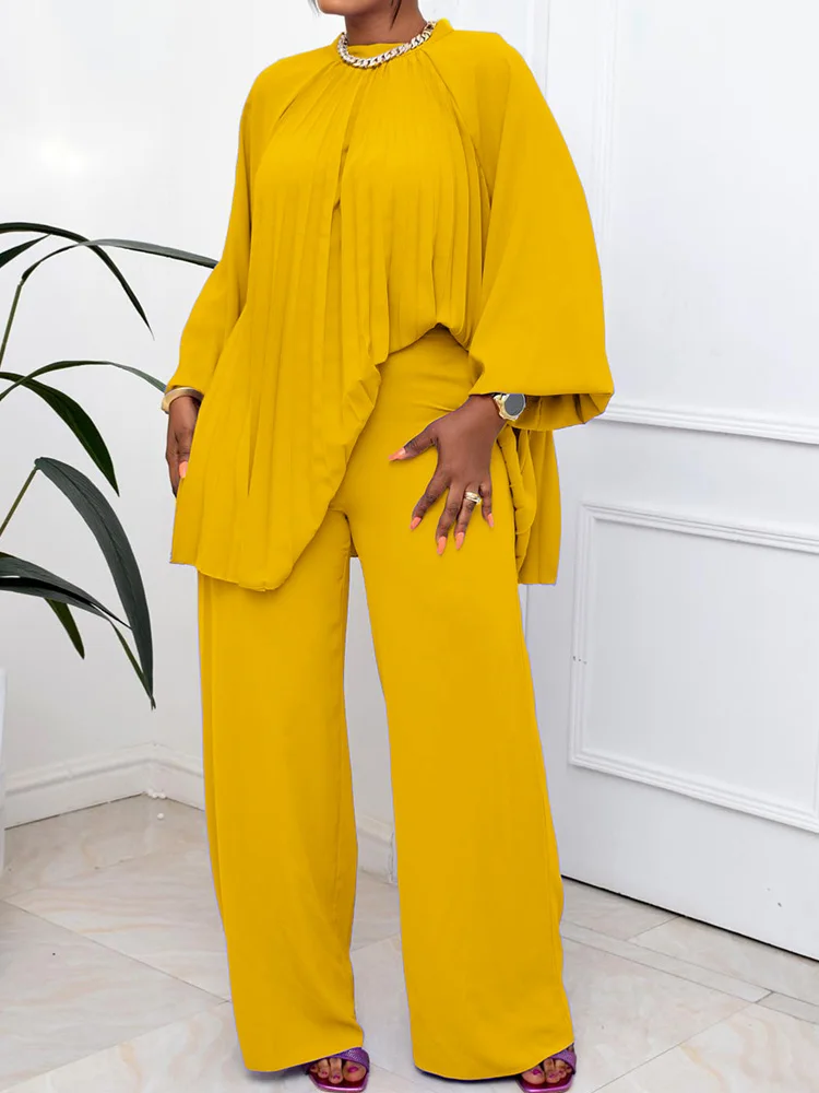 

Loose Blouse And Pants Women Solid Outfit Casual Female Streetwear Top Long Pants Set Wide Leg Pants Two Piece Set Spring Summer