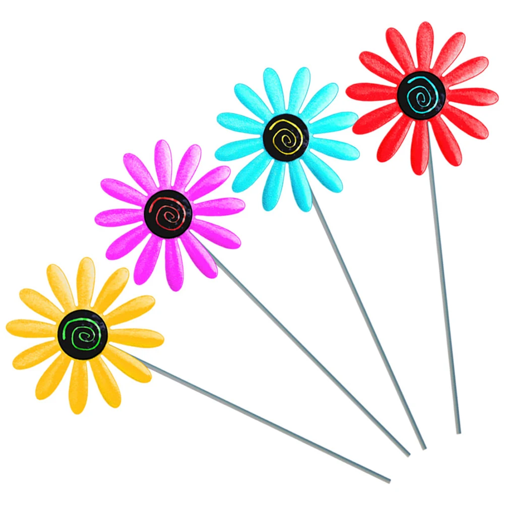 Piquets de fleurs en fer de qualité supérieure, 4 pièces, décoration de jardin, Pot de jardinière d'extérieur, insertion de fleurs réaliste, ornement de paysage en métal