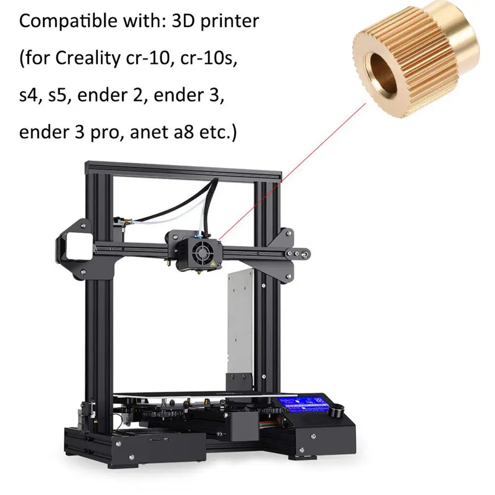 

20Pcs 3D Printer Extruder Feeding Gear Brass Extrusion Wheel Heavy Duty Drive Gear Replacement Parts Ensure Printer Stability